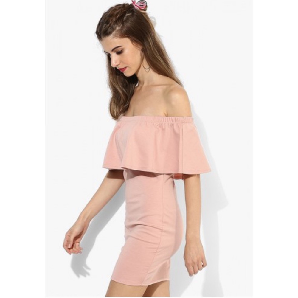 Nude off the shoulder dress
